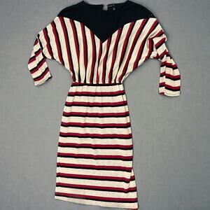 Vintage Late 1970s Striped Knit Dolman Sleeve Midi Dress Size 5
